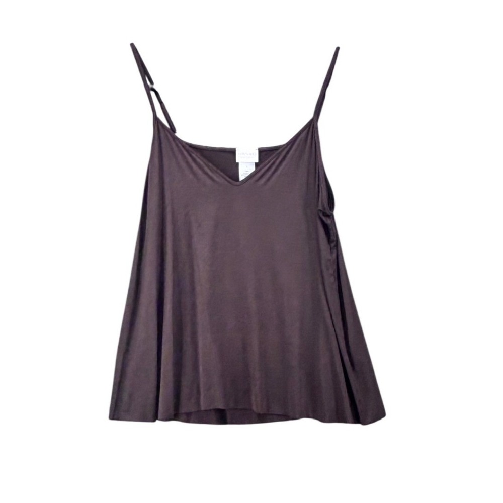 Hanro of Switzerland Womens Flowy Cami Top L Adjustable Brown Relaxed Baselayer